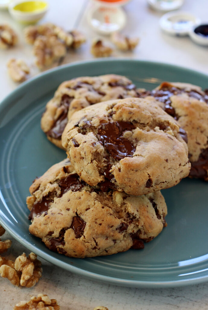 Loads of dark chocolate plus miso-glazed walnuts make these cookies extra special.