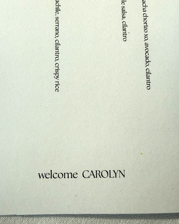 Personalized menu.