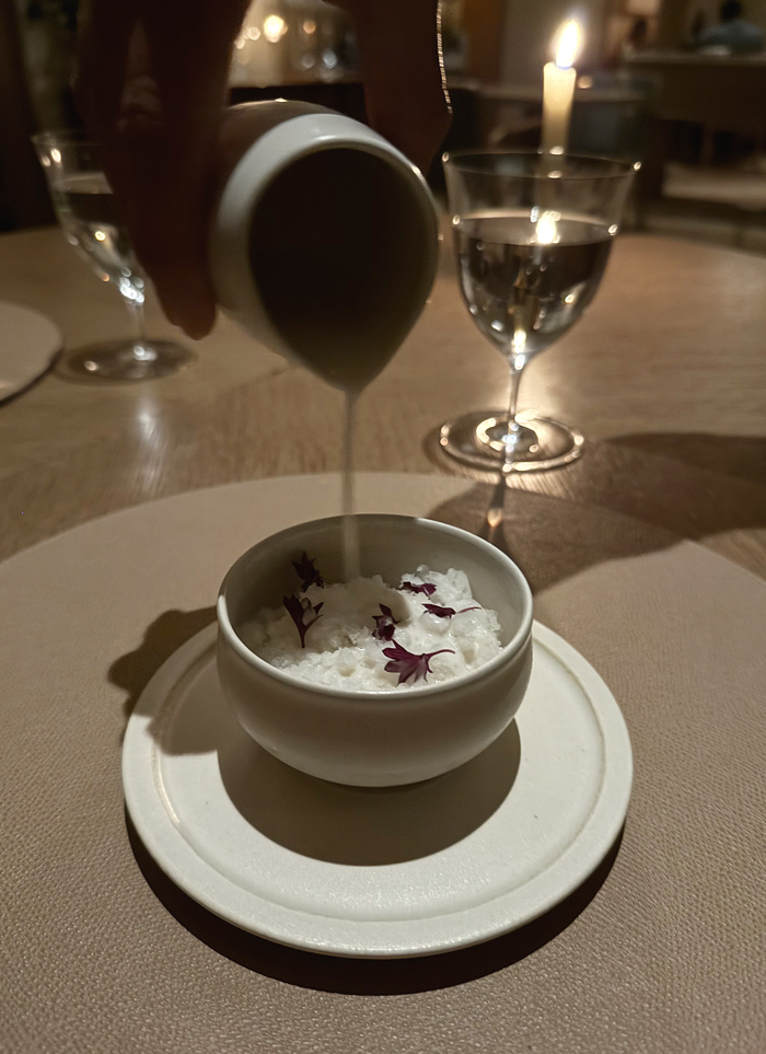 Sakura granita finished at the table.