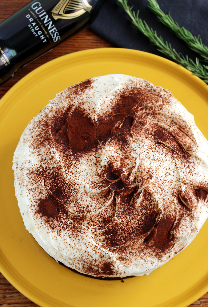 Rosemary and Guinness are perfect partners that team up in this fudgy chocolate cake.