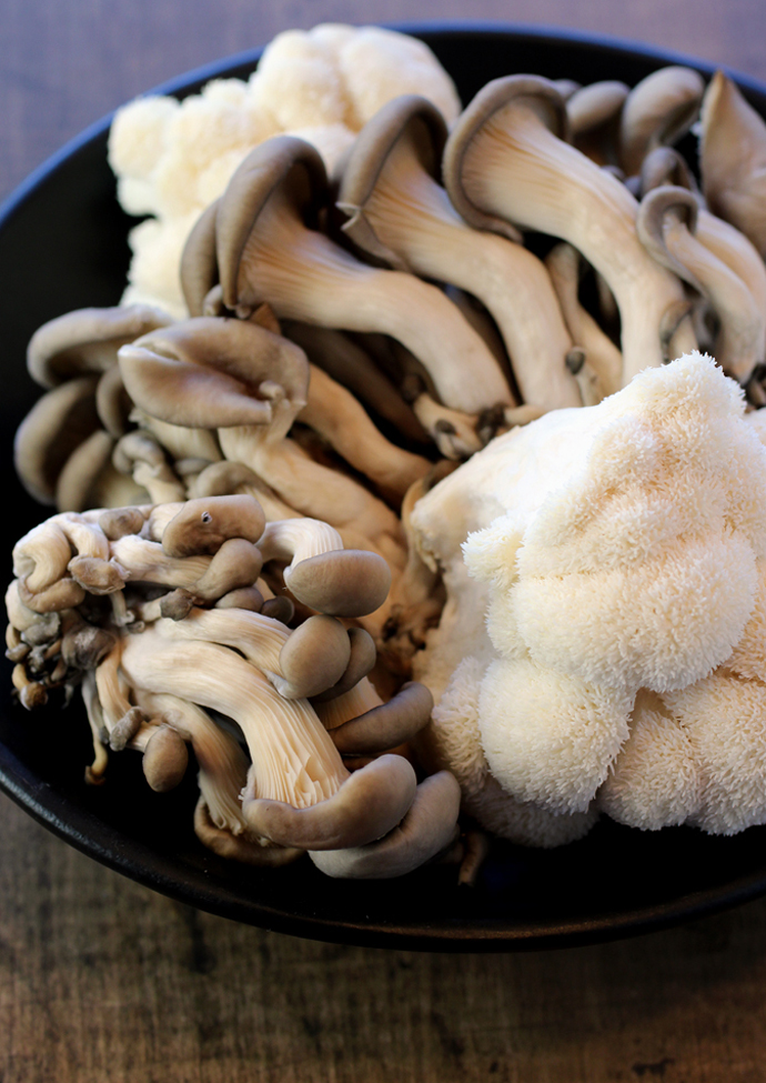I used both oyster and lion's mane mushrooms.