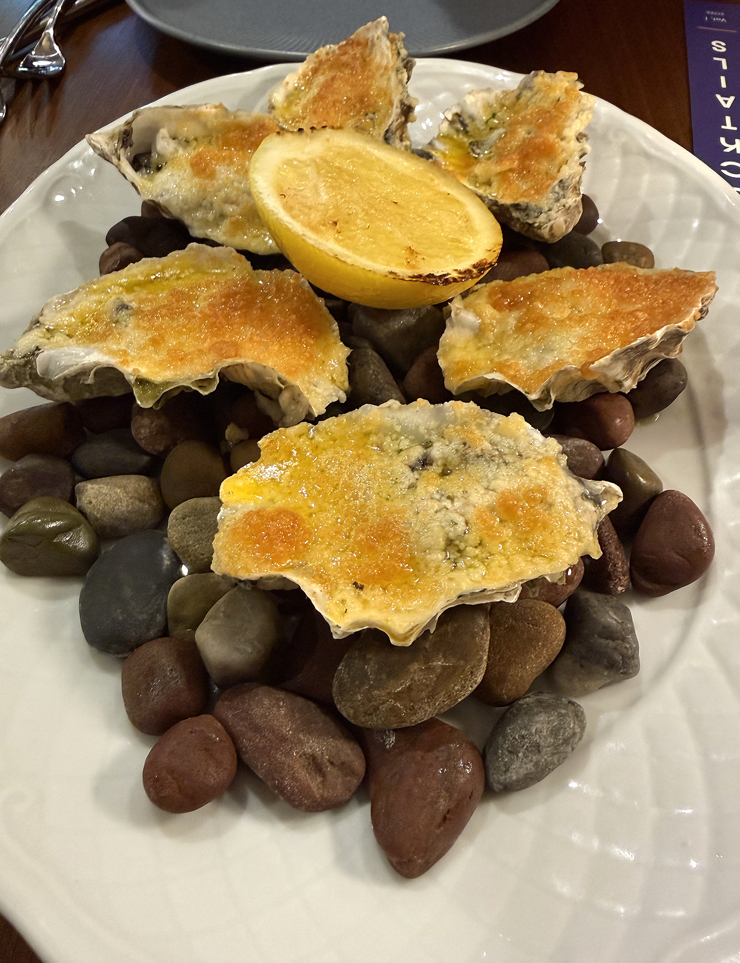 Charred oysters.