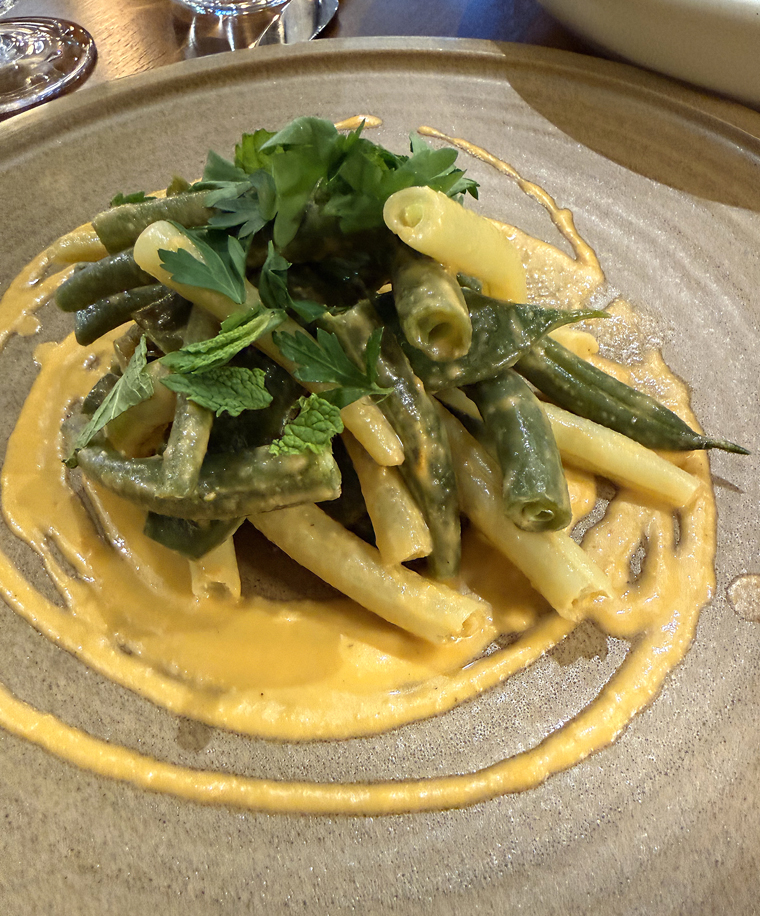 Chilled pole beans.