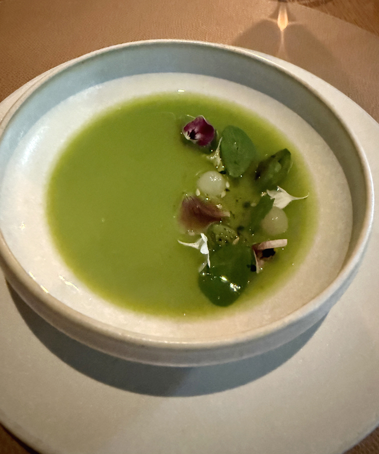 Snap pea custard.