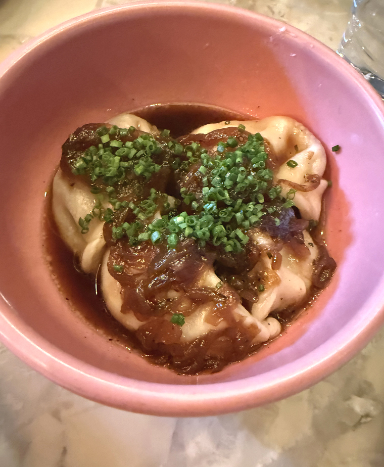 Incredible aged beef dumplings.
