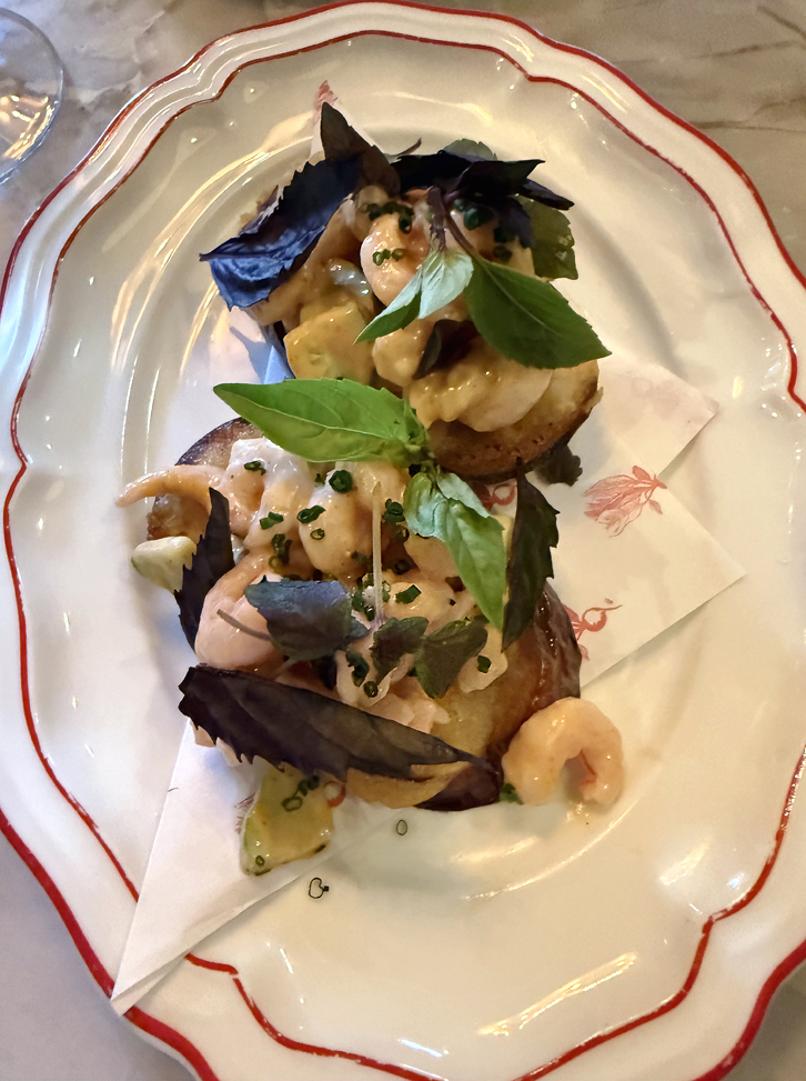 Shrimp and eggplant Louie.
