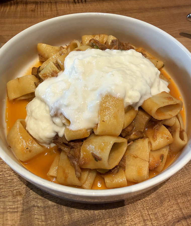 Wild boar paccheri.