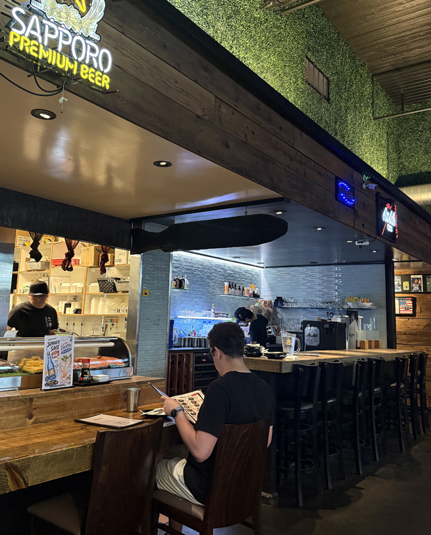 Bar seating, as well as table seating, are available.