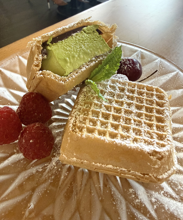 Matcha ice cream sandwiches.