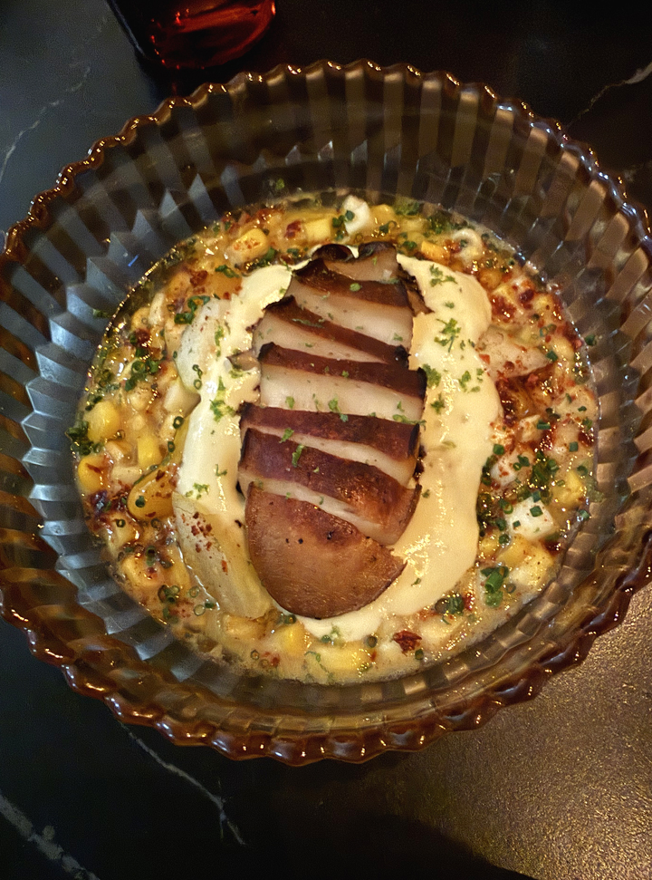 Abalone and corn.