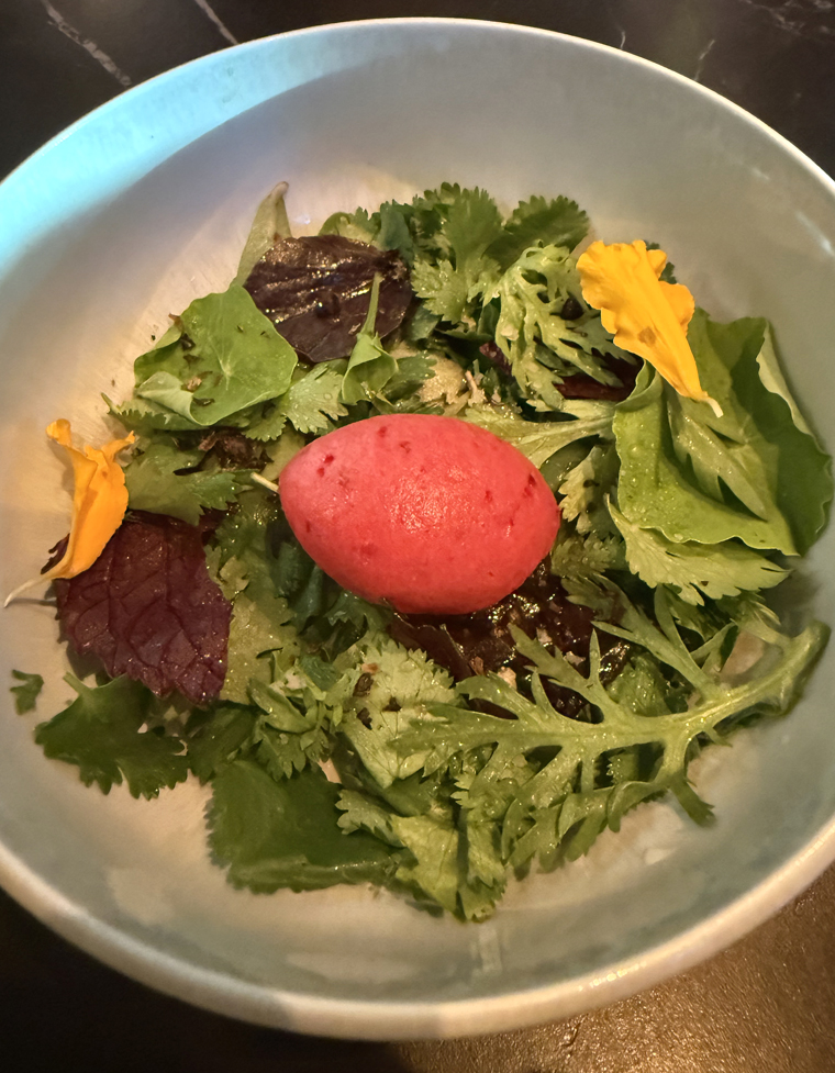 Nopales salad with prickly pear sorbet.