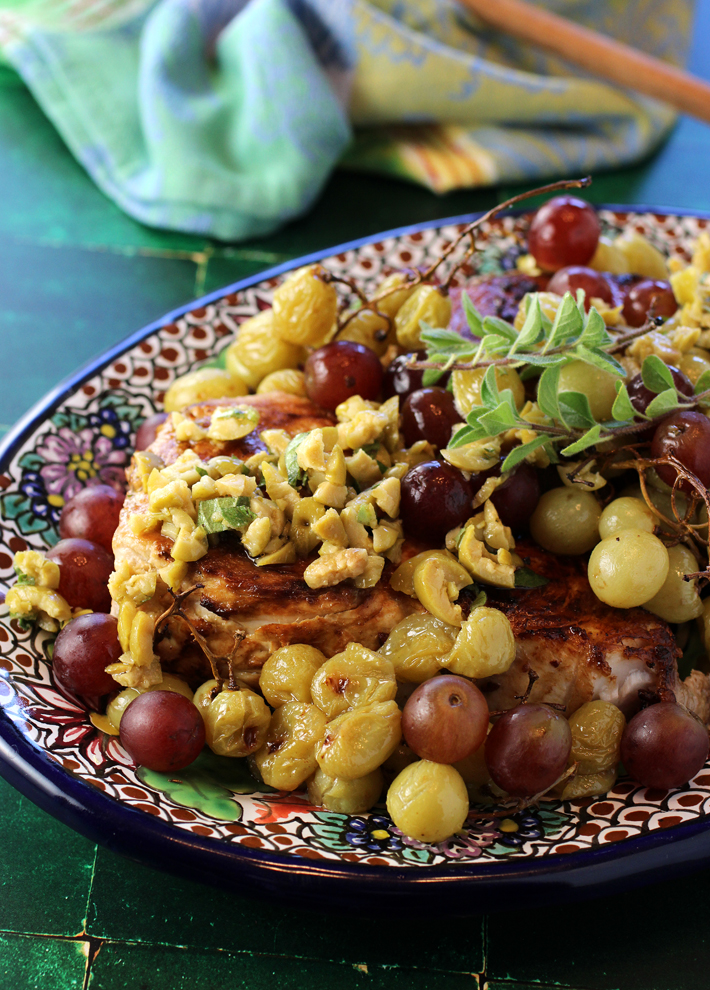 You'll love the interplay between the fresh and roasted grapes.