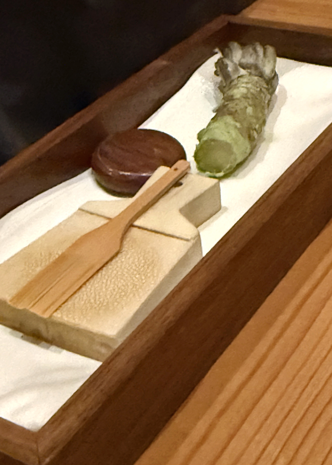 Half Moon Bay fresh wasabi ready to be grated.