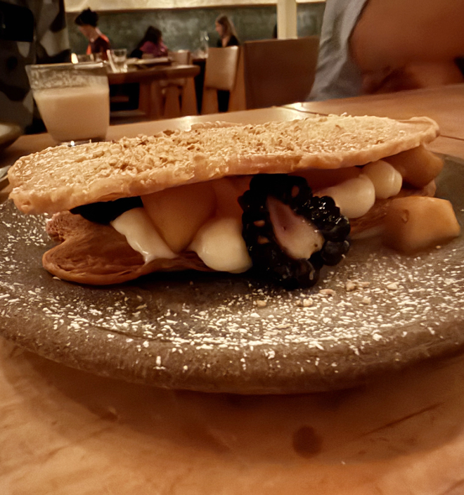An herby and fruity mille-feuille.