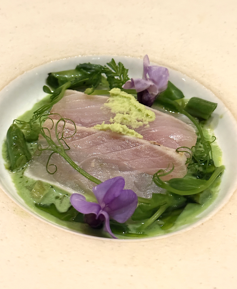 The freshly grated wasabi atop yellowtail.